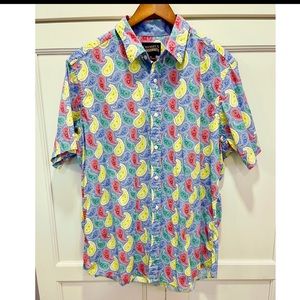 Men’s Cremieux Short Sleeve Button Down Western Paisley Print Shirt XL